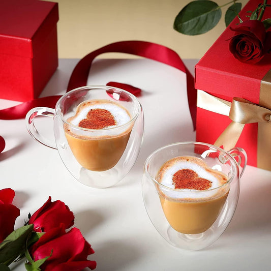 High Borosilicate Heart Shape Double Wall Glass