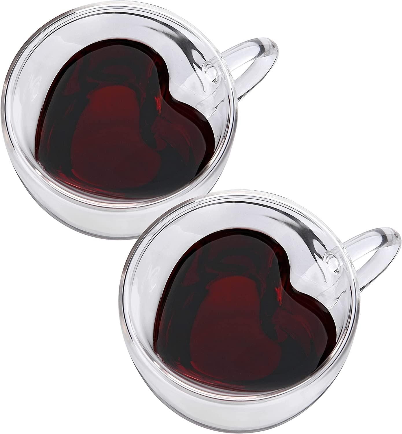 High Borosilicate Heart Shape Double Wall Glass